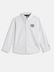 Tommy Hilfiger Boys White Solid Casual Shirt