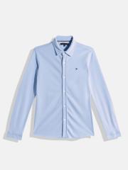 Tommy Hilfiger Boys Blue Solid Casual Shirt