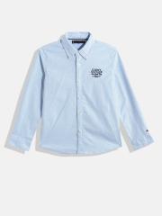 Tommy Hilfiger Boys Blue Solid Casual Shirt