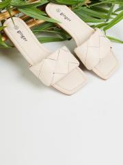 Ginger by Lifestyle Women Beige Open Toe Flats