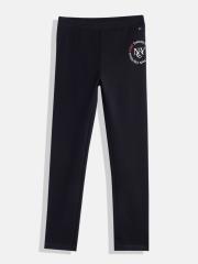 Tommy Hilfiger Girls Navy Blue Solid Leggings