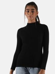 Monte Carlo Women Black Solid Sweater