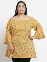 KLOTTHE Women Yellow Floral Printed Tops