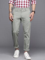 Louis Philippe Sport Men Olive Green Solid Slim Fit Chinos