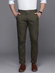 Louis Philippe Sport Men Olive Green Solid Slim Fit Chinos