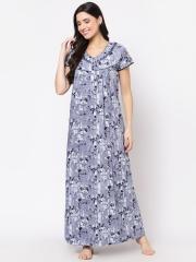 Sweet Dreams Blue Women Printed Maxi Nightdress