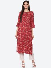 Biba Women Pink Floral Printed Kurta