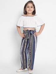 Nauti Nati Girls White & Black Top with Palazzos