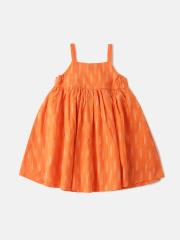 Lil Orchids Girls Orange Shoulder Strap Dress