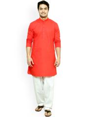 See Designs Men Red Solid Straight Kurta