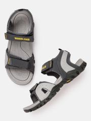 Woodland Men Grey Colourblocked Sports Sandals with Perforated & Cut-Out Detail