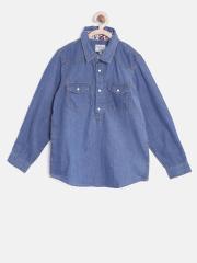 Pepe Jeans Boys Blue Solid Casual Shirt