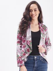 PURYS Women Pink & Purple Printed Shrug