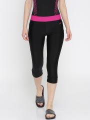 Speedo Women Black Solid Swim Capris