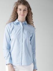 Aeropostale Women Blue Solid Casual Shirt