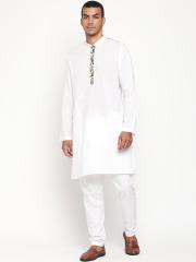 Zotw Men White Cotton Printed Kurta