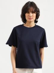 United Colors of Benetton Women  Navy Blue Solid Top