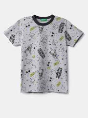 United Colors of Benetton Boys Grey Printed T-shirt