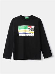 United Colors of Benetton Boys Black Printed T-shirt