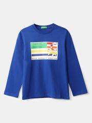 United Colors of Benetton Boys Blue Printed T-shirt