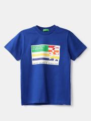 United Colors of Benetton Boys Blue Printed T-shirt