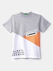 United Colors of Benetton Boys Grey Colourblocked T-shirt