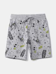 United Colors of Benetton Boys Grey Conversational Printed Shorts