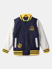 United Colors of Benetton Boys Navy Blue Varsity Jacket