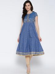 Biba Women Blue Printed Anarkali Kurta