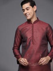 Manyavar Men Maroon Solid Kurta with Churidar