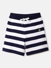 United Colors of Benetton Boys Navy Blue Striped Shorts