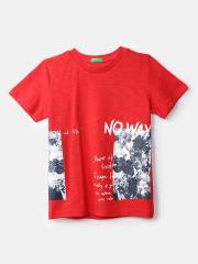 United Colors of Benetton Boys Red Printed T-shirt