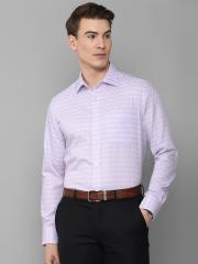 Louis Philippe Men Purple Checked Formal Shirt