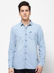 Wrangler Men Denim Blue Casual Shirt