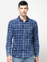 Wrangler Men Blue Checked Casual Shirt