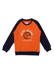 Pepe Jeans Boys Orange & Black Printed Sweatshirt