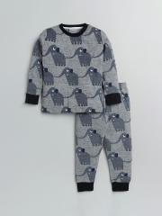 Lazy Shark Boys Grey Printed Night suit