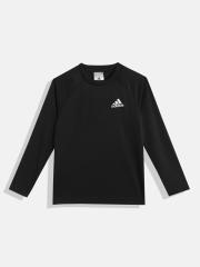 ADIDAS Boys Black Solid T-shirt