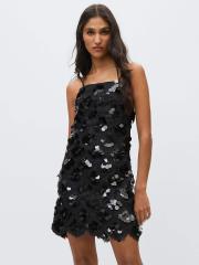 MANGO Women Black Sequined Dress