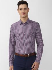 Peter England Men Purple Checked Formal Shirt