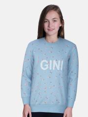 Gini and Jony Girls Blue Printed Sweatshirt