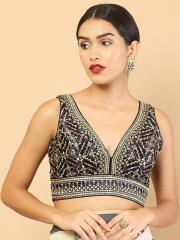 Soch Women Navy Blue Embellished Saree Blouse