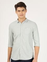 Wrangler Men Grey Casual Cotton Shirt