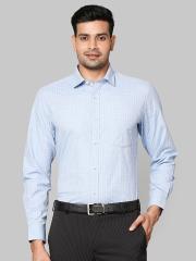 Park Avenue Men Blue Checked Casual Shirt