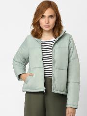 Vero Moda Women Green Solid Padded Jacket