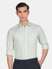 Arrow Men Green Striped Formal Shirt