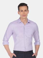 Arrow Men Purple Striped Formal Shirt