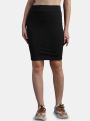 N-Gal Women Black Solid Pencil Skirt