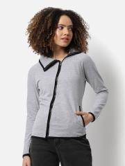 Campus Sutra Women Grey Solid Sweatshirt