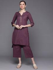 Biba Women Purple Kurta with Palazzos